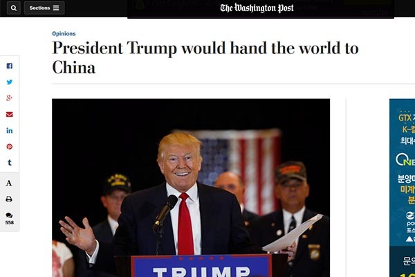 ▲ 지난 1일(현지시간) 칼럼니스트 데이비드 이그나티우스가 워싱턴 포스트에 기고한 칼럼. ⓒ美워싱턴 포스트 관련칼럼 화면캡쳐