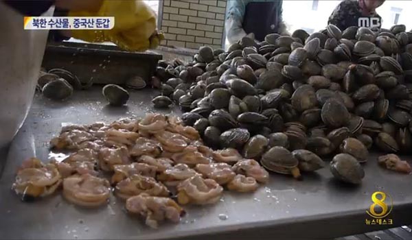 ▲ 2014년 7월 MBC가 폭로한 '중국산 둔갑 북한 수산물' 관련 보도. 북한은 어민들이 잡은 수산물을 모조리 중국으로 수출, 외화벌이 용도로 사용한다. ⓒ2014년 7월 MBC 관련보도 화면캡쳐