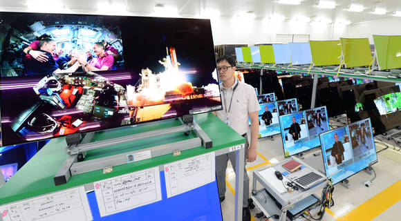 ▲ LG전자 구미사업장의 올레드TV 에이징 테스트 모습. ⓒLG전자