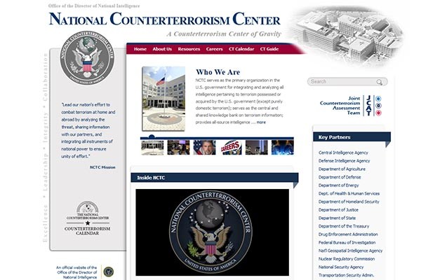 ▲ 美국가대테러센터(NCTC) 홈페이지 가운데 기관소개. ⓒ美NCTC 홈페이지 캡쳐총리실 공개