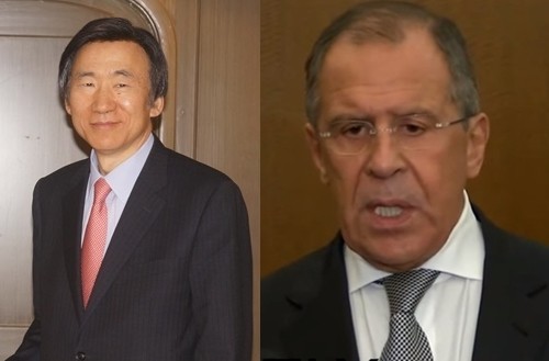 ▲ (왼쪽부터)윤병세 외교부 장관, 세르게이 라브로프 러시아 외교부 장관.ⓒ외교부, RT중계 영상 캡쳐.