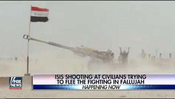▲ 지난 13일(현지시간) 美폭스뉴스는 AP통신을 인용 "팔루자에서 수많은 시민들이 피란길에 오르고 있다"고 전했다. ⓒ美폭스뉴스 '해프닝 나우' 화면캡쳐