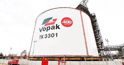 ▲ SK가스가 지분의 20%를 보유하고 있는 보팍의 싱가포르 주롱 섬 LPG 저장탱크.ⓒSK가스