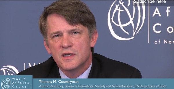 ▲ 토머스 컨트리맨 美국무부 국제안보·비확산담당 차관보ⓒWorld Affairs Council중계 영상 캡쳐.