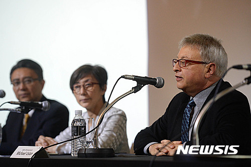 ▲ 왼쪽부터 김정상 씨그널엔터테인먼트 대표, 김정아 씨그널 픽처스 대표, 마이클 유슬란ⓒ뉴시스