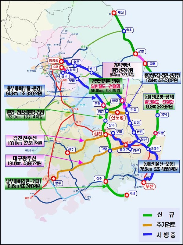 ▲ 제3차 국가철도망구축계획도.ⓒ경북도 제공