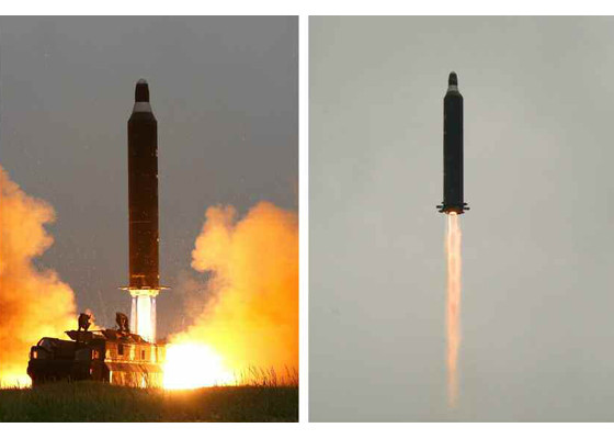 ▲ 23일 북한 관영매체가 공개한 이른바 화성-10 미사일 발사모습.ⓒ북한 노동신문 홈페이지