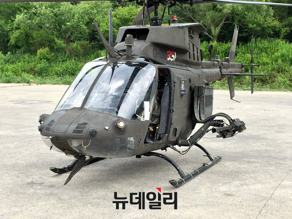 지난 6월 22일 경기도 양평 비승사격장에서 한미연합 항공사격훈련을 마친 OH-58 모습.ⓒ뉴데일리 순정우 기자