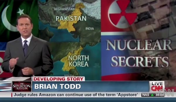 ▲ '동아일보'는 24일 인도 언론을 인용 "파키스탄과 북한 간의 대량살상무기 개발 커넥션이 이어지고 있다"고 보도했다. 사실 관련 내용은 2003년 당시 세이모어 허쉬 美뉴요커 편집장의 보도 이후 계속 제기돼 왔던 것이다. 사진은 2011년 7월 8일(현지시간) 美CNN이 파키스탄 정보부 ISI와 북한 간의 핵무기 개발 커넥션을 폭로한 보도 화면이다. ⓒ美CNN 관련보도 화면캡쳐