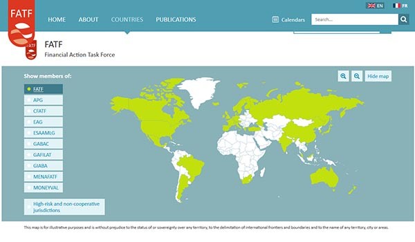 ▲ OECD 산하 FATF 가입국 현황. 이들 국가들은 앞으로 북한과의 금융거래를 집중 감시하게 된다. ⓒOECD FATF 홈페이지 캡쳐