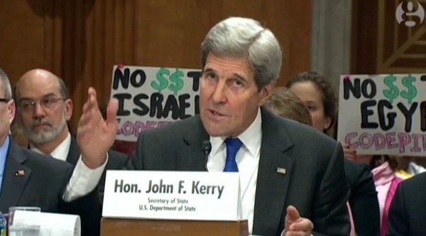 ▲ 존 케리 미국 국무부 장관이 발언하고 있는 모습ⓒ英'가디언' 중계영상 캡쳐.