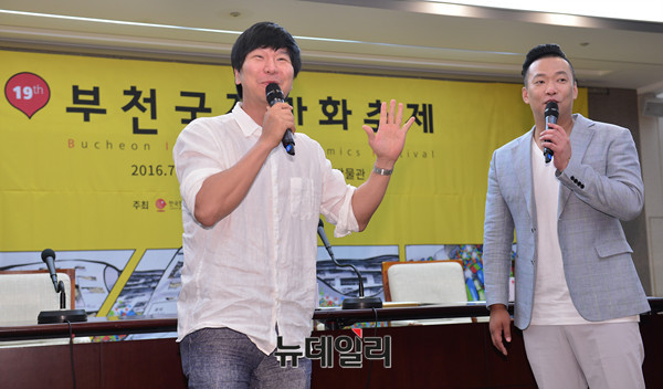 ▲ 개그맨 김시덕 "기자간담회인지 모르고 박준형 따라왔어요" ⓒ뉴데일리 정상윤