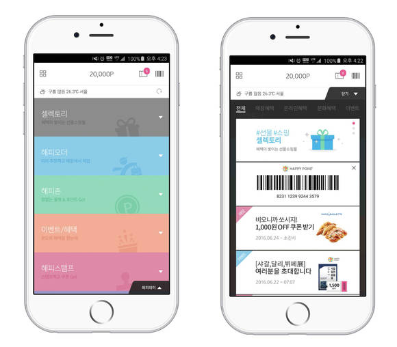 ▲ 해피포인트 모바일 애플리케이션 서비스 전면 개편. ⓒSPC