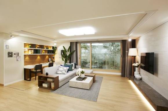 ▲ 세종 신동아 파밀리에 4차 84D타입 거실.ⓒ신동아