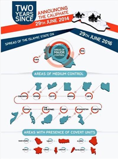 ▲ 테러조직 '대쉬(ISIS)'가 지난 6월 29일(현지시간) 선전매체 '아마크 통신'에 공개한 조직도. ⓒ아마크 통신 공개사진 캡쳐