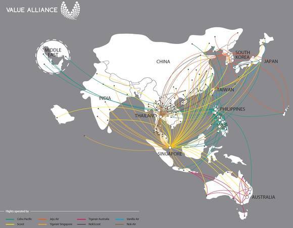 ▲ 밸류 얼라이언스 노선도.ⓒ제주항공