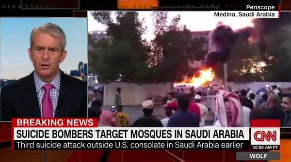 사우디아라비아에서 4일(현지시간) 3차례 자살폭탄 테러가 연쇄적으로 발생해 테러범을 포함해 7명의 사망자가 발생했다.ⓒ美CNN관련보도 영상 캡쳐