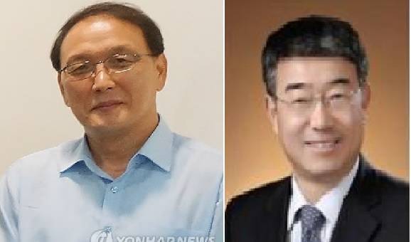 ▲ 기술 및 관리부사장 선예예정이었던 좌로부터 김명남 안완기 후보  ⓒ연합-가스공사