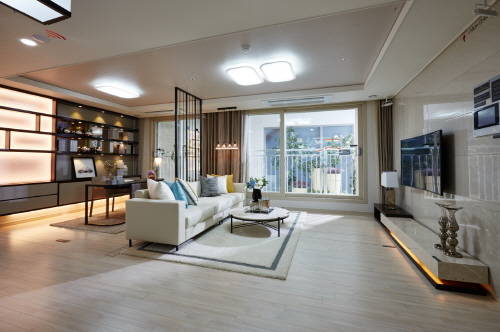 ▲ 전용면적 59㎡는 가변형벽체로 룸1을 거실과 통합해 크게 사용할 수 있다. ⓒ 제일건설