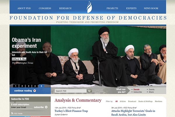 ▲ 美워싱턴에 있는 우파 민간 연구기관 겸 시민단체 '민주주의 수호재단' 홈페이지. 최근에는 '이란 핵합의' 이후에도 이란이 비밀리에 핵무기 관련 장비를 입수하려 했다는 점에 주목해 다양한 분석 보고서를 내놓고 있다. ⓒ민주주의 수호재단 홈페이지 캡쳐