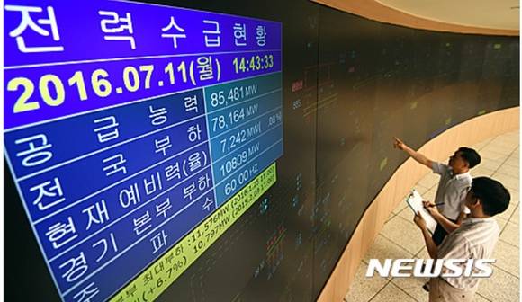 ▲ 한국전력 경인본부 직원들이 전력상황을 살펴보고 있는 모습ⓒ뉴시스