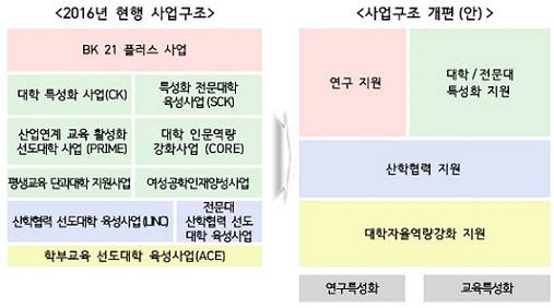▲ '대학재정지원사업 개편 방향'(시안). ⓒ교육부