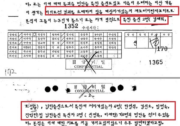 ▲ 재미언론인 안치용 씨가 공개한 당시 외교부 비밀문서의 일부. 아래 북한 측이 "보내달라"고 요구한 사람들의 이름이 보인다. ⓒ'시크릿 오브 코리아' 블로그 캡쳐