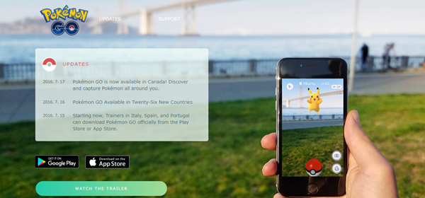 ▲ ⓒ포켓몬 고 사이트 화면 캡쳐