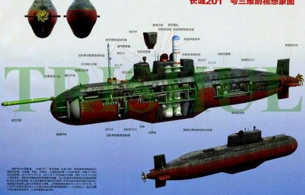 북한의 미공개 잠수함의 원형이 된 것으로 보이는 중국의 靑(Qing)급 잠수함의 모습/중국 군사 사이트