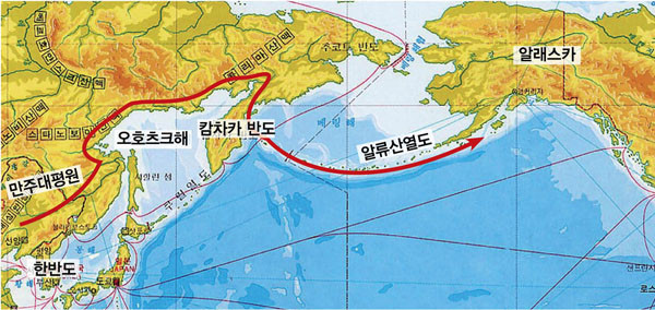 ▲ 알류산 열도는 난류와 한류가 만나 수괴가 형성되는 지역을 잠수함 탐지가 매우 어려운 지역이다.