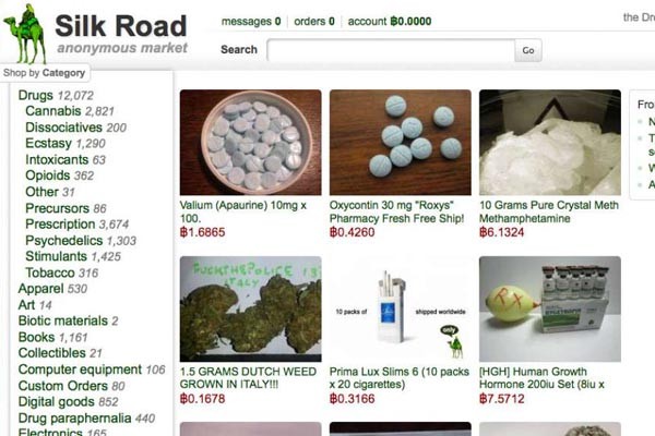▲ '딥웹'에서 찾을 수 있는 각종 불법거래에서의 화폐는 '비트코인'이다. 사진은 '비트코인으로 살 수 있는 각종 불법약물과 마약. ⓒ딥웹 익명약물장터 '실크로드' 캡쳐