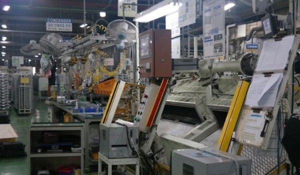 ▲ 갑을오토텍 공장 생산라인이 멈춰서 있다.ⓒ갑을오토텍