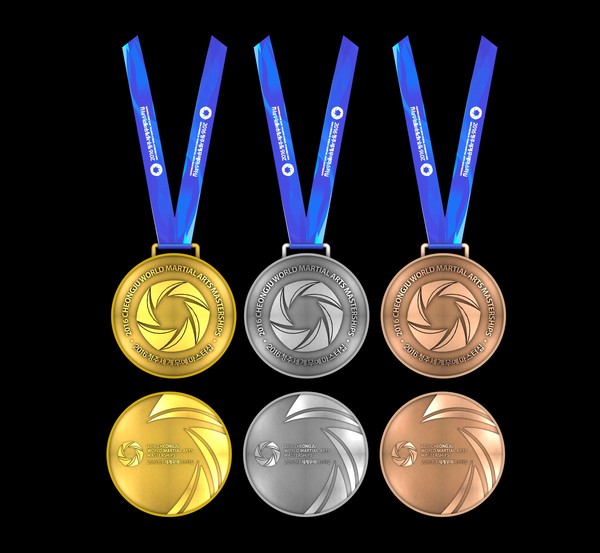 ▲ ‘2016 청주세계무예마스터십’이 공개한 금·은·동 메달.ⓒ충북도