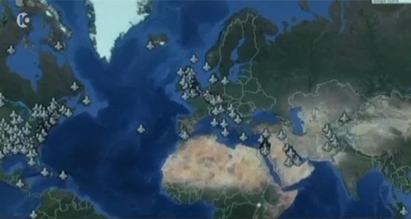 ▲ 이스라엘 사이버첩보업체 '인트사이트'가 언론에 공개한, '대쉬(ISIS)'의 테러 목표(美공군 및 연합군 공군기지) 지도. ⓒ이스라엘 방송국 '채널10' 관련보도 캡쳐