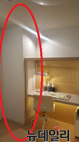 ▲ 36층 고층설계로 인해 집안에 내력벽이 생긴 유니트 모습. = 청라 박지영 기자