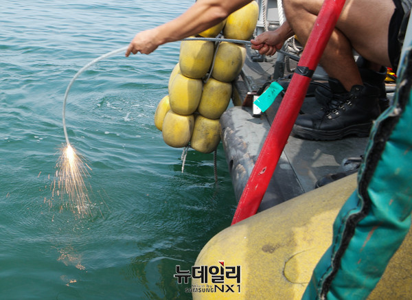 ▲ 수중절단을 위해 준비된 수중절단기 ⓒ 뉴데일리 정상윤