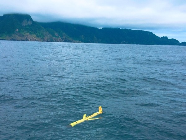 ▲ 릉도와 독도 간 150km 무인 비행 및 40시간 연속정지 관측 시험에 성공하고 울릉도로 복귀하는 수중글라이더 모습.ⓒ경북대 제공