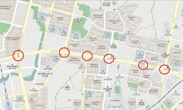 ▲ 불당대로 노선도.ⓒ천안시