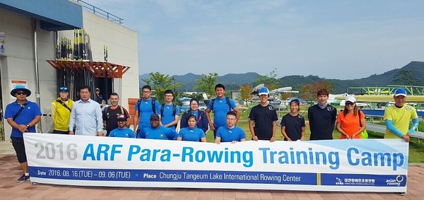 ▲ 아시아 5개국 26명의 조정선수단이 오는 9월 5일까지 충주에서 훈련캠프를 진행하고 있다.ⓒ충주시