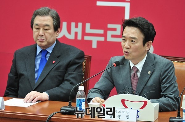 ▲ 새누리당 김무성 전 대표최고위원(사진 왼쪽)과 남경필 경기도지사(오른쪽)는 이정현 대표의 슈스케 경선안에 대해 대조적인 입장을 보이고 있어 눈길을 끌고 있다. ⓒ뉴데일리 이종현 기자