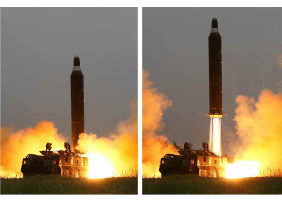 북한의 무수단 미사일 발사모습.ⓒKCN 홈페이지 캡쳐