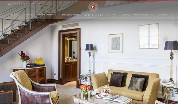 ▲ 송희영 조선일보 주필이 묵은 것으로 알려진 이탈리아 로마의 호텔 '보스콜로 엑세드라 로마'의 인테리어 가운데 일부. 사진 속 방은 고급 룸이다. ⓒ보스콜로 호텔 홈페이지 캡쳐