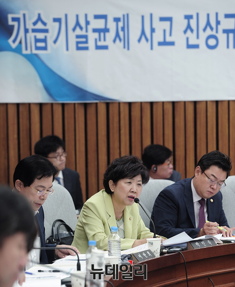 ▲ 질의하는 박인숙 의원 ⓒ 뉴데일리 공준표