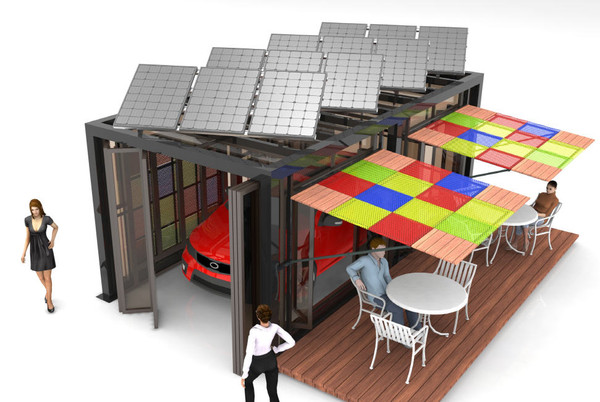 ▲ 태양광을 활용한 차고. 플러그드인 전기차 사용자에게 유용해 보인다. ⓒ서울시 제공