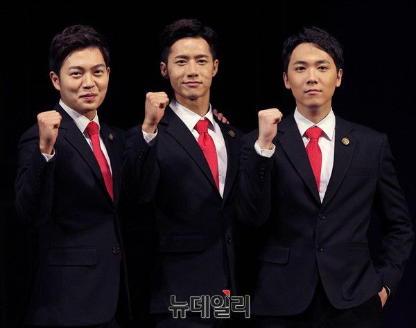 ▲ 정학의 경호원 동기 '무영' 역을 맡은 배우 손승원, 오종혁, 이홍기 ⓒ 뉴데일리 공준표