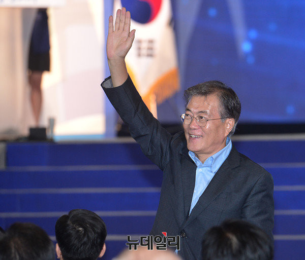 ▲ 8·27 더불어민주당 전당대회에 참석한 문재인 전 대표. ⓒ뉴데일리 정상윤 기자