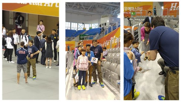 ▲ 맆태ㅓ트 주한 미국 댜사가 ‘2016청주세계무예마스터십’을 찾아 미국선수들을 응원했다.ⓒ충북도