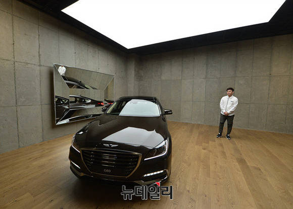 ▲ 제네시스 모터스튜디오에 전시된 G80.ⓒ뉴데일리