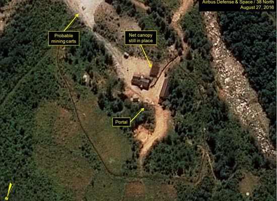 ▲ 美북한전문매체 '38노스'가 지난 9월 8일(현지시간) 공개한 풍계리 핵실험장 일대 사진. 촬영일자는 지난 8월 27일(현지시간)이다. ⓒ美38노스 관련보도 화면캡쳐