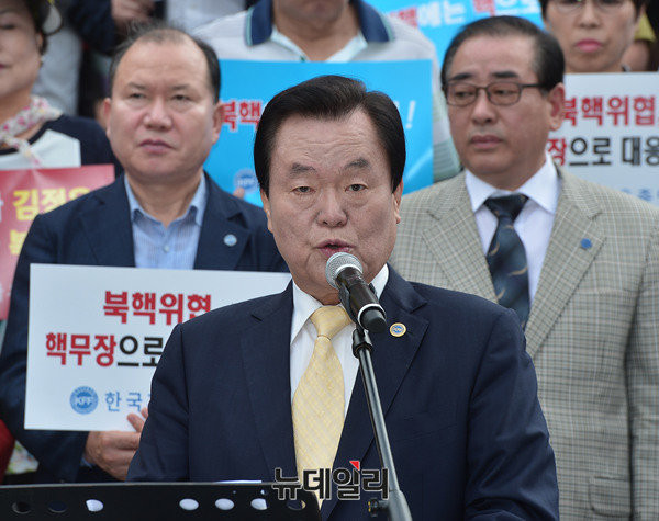 ▲ 김경재 한국 자유총연맹 중앙회장. ⓒ뉴데일리 정상윤 기자